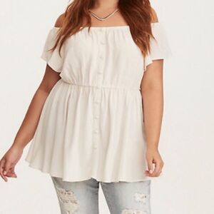 NWT Torrid Ivory Off-Shoulder Babydoll Blouse